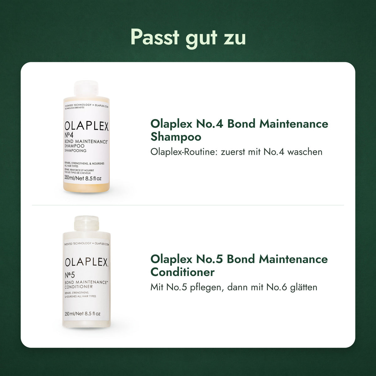 Passt gut zu: Olaplex No.4 Bond Maintenance Shampoo, Olaplex No.5 Bond Maintenance Conditioner