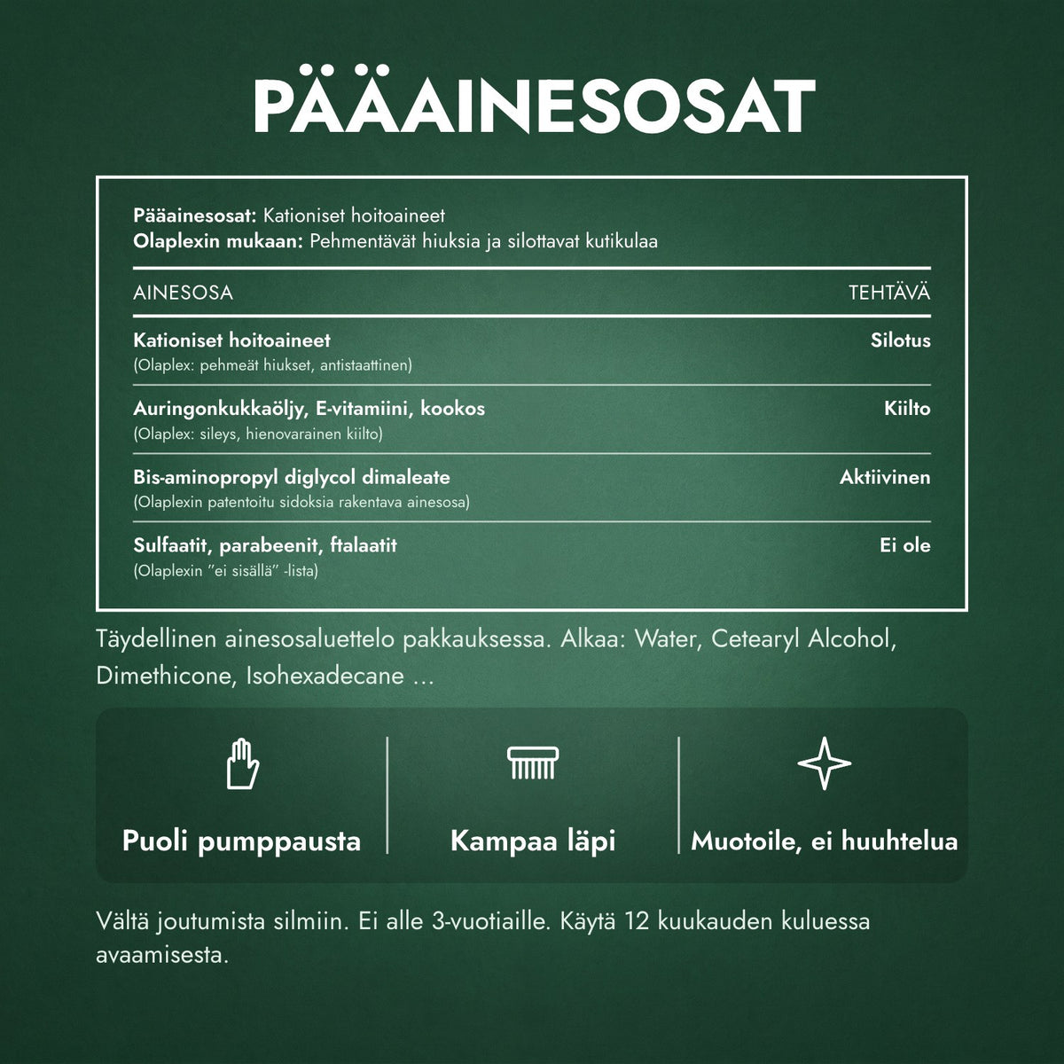 Pääainesosat: Olaplex No.6 Bond Smoother