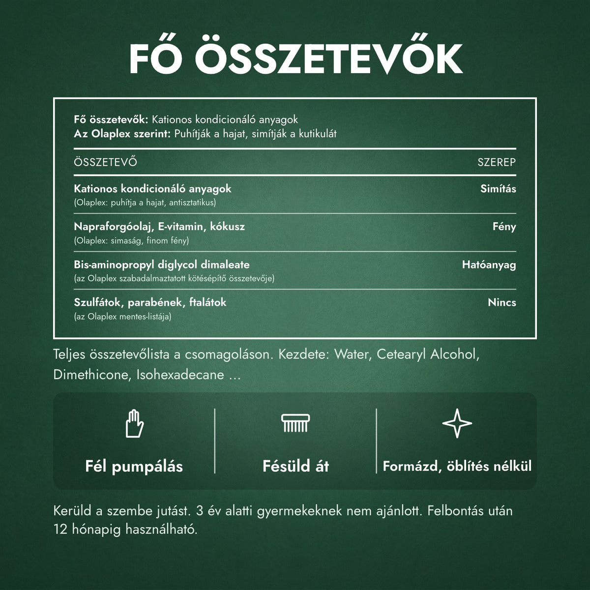 Fő összetevők: Olaplex No.6 Bond Smoother