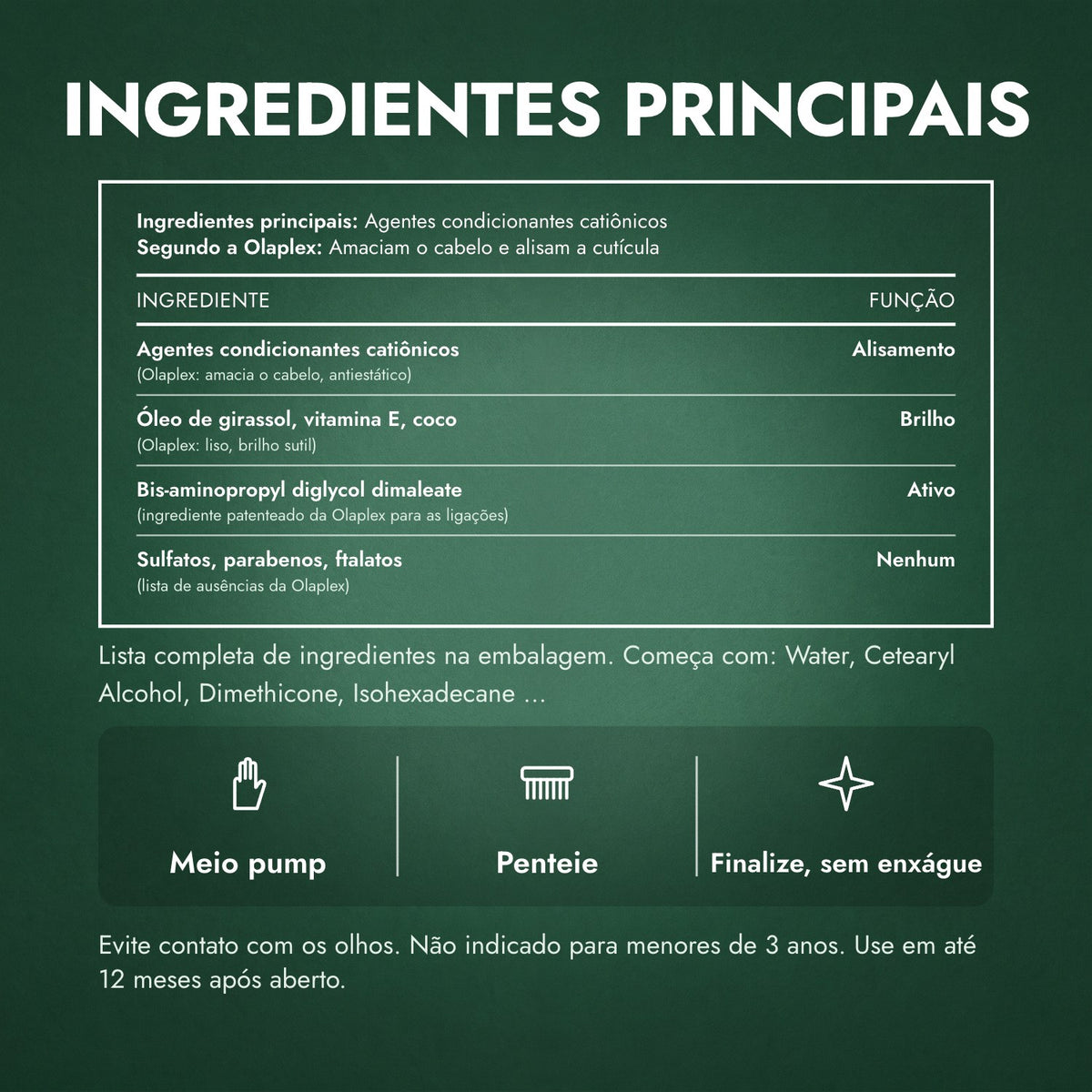 Ingredientes principais: Olaplex No.6 Bond Smoother