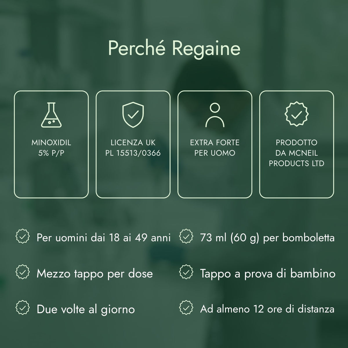 Perché Regaine: Minoxidil 5% p/p, Licenza UK PL 15513/0366, Extra forte per uomo, Prodotto da McNeil Products Ltd