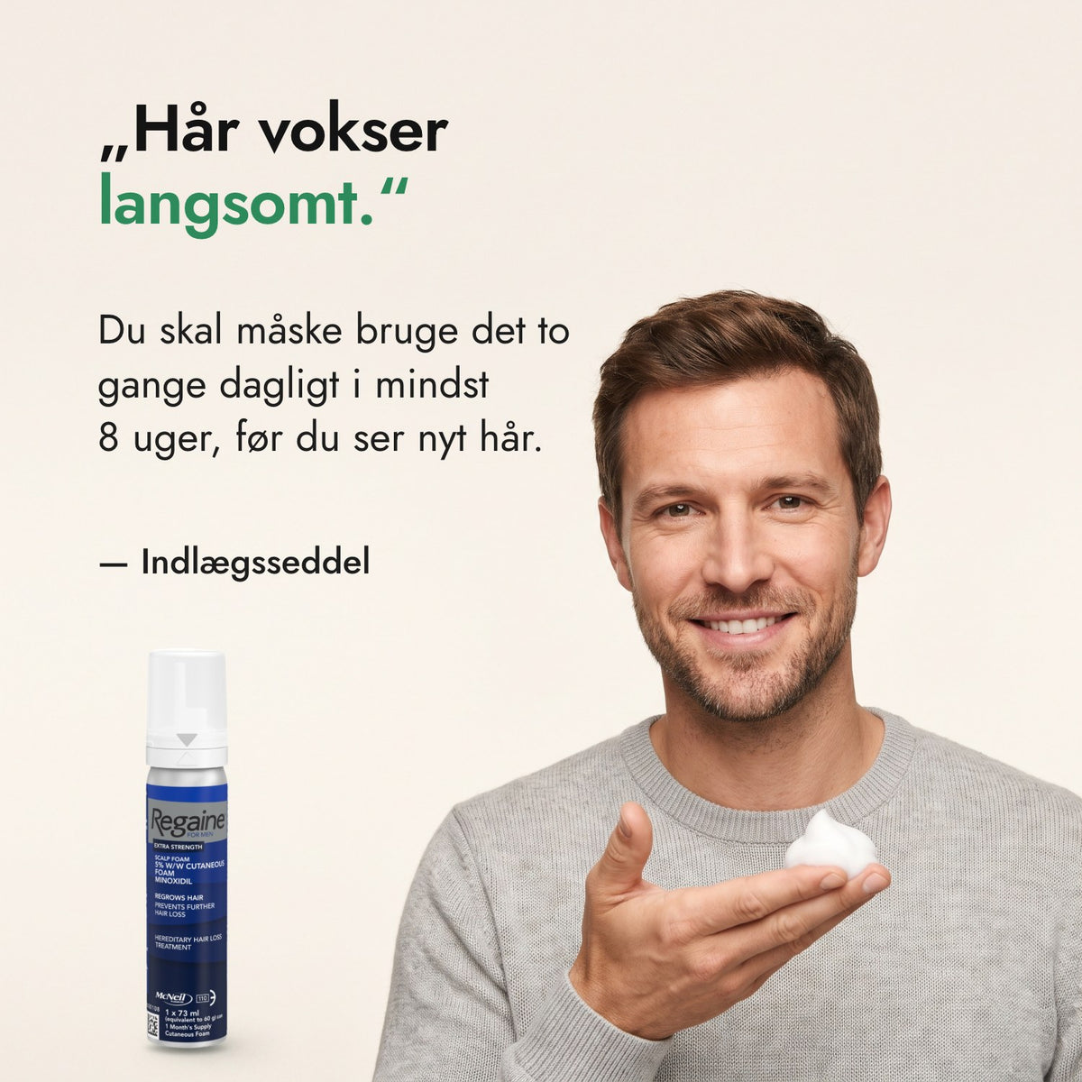 Hår vokser langsomt. — Indlægsseddel