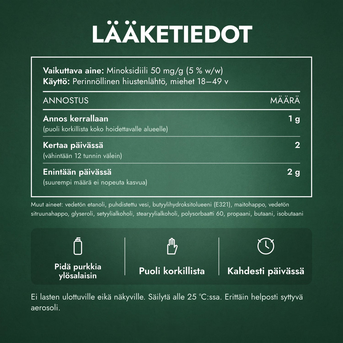 Lääketiedot: Regaine miehille Extra Strength 5 % vaahto hiuspohjalle