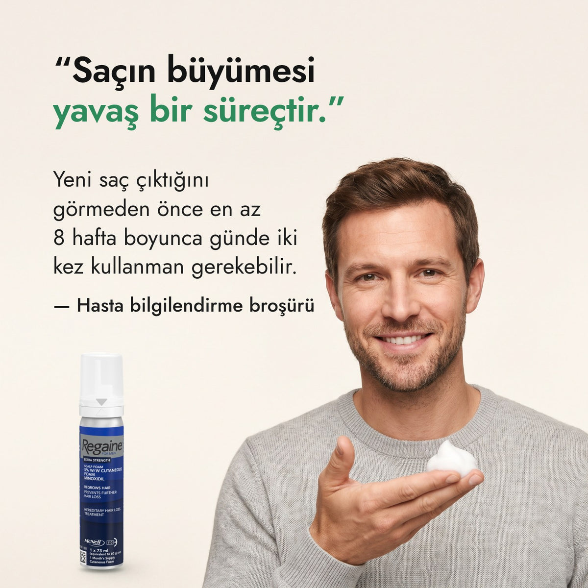 Saçın büyümesi yavaş bir süreçtir. — Hasta bilgilendirme broşürü