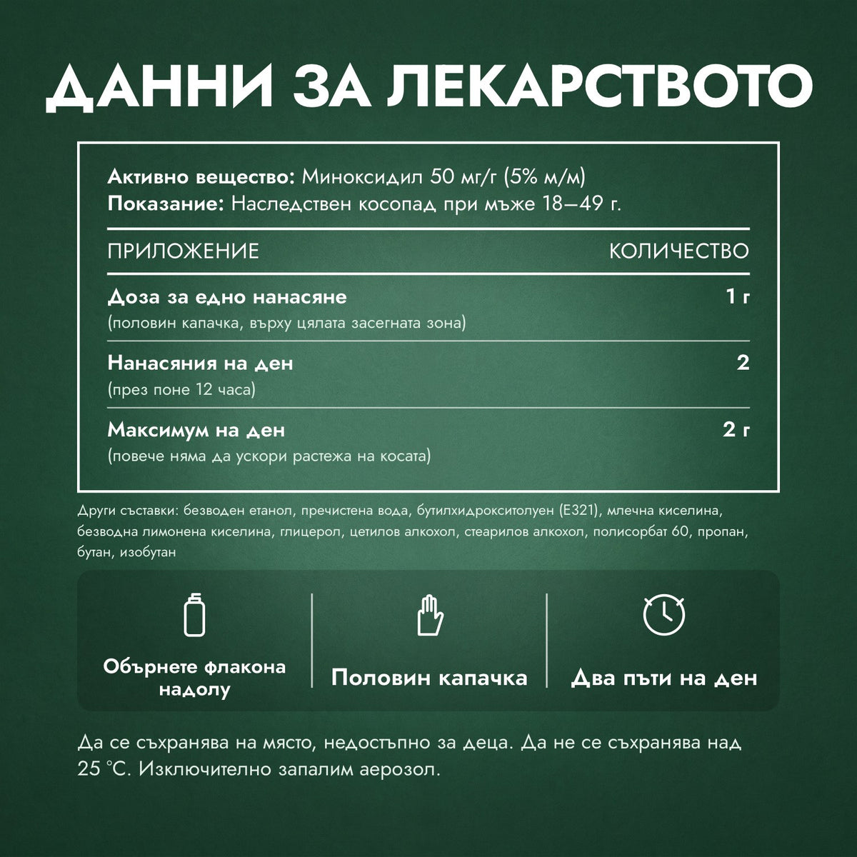 Данни за лекарството: Regaine за мъже Extra Strength 5%, пяна за скалп
