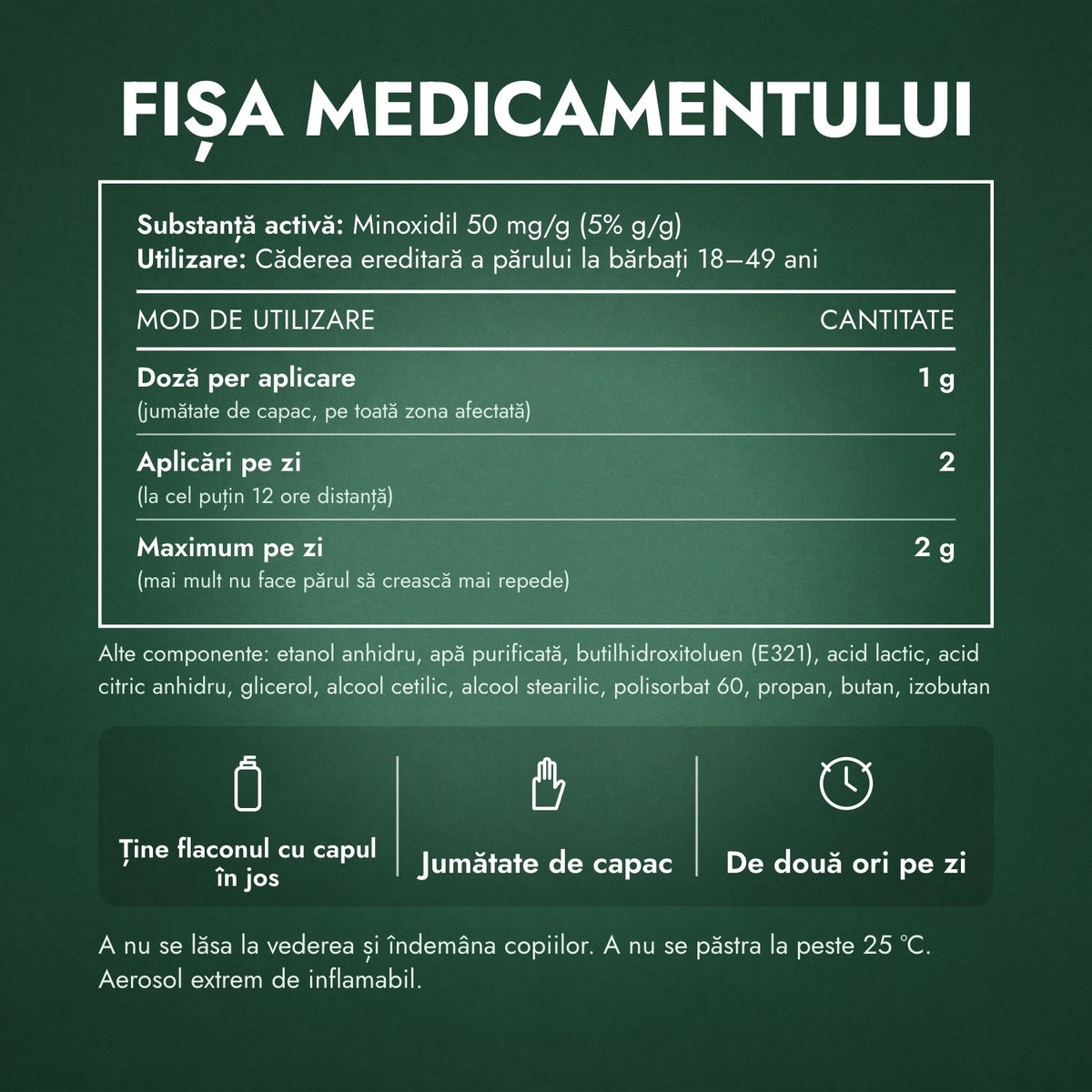 Fișa medicamentului: Regaine for Men Extra Strength 5% spumă