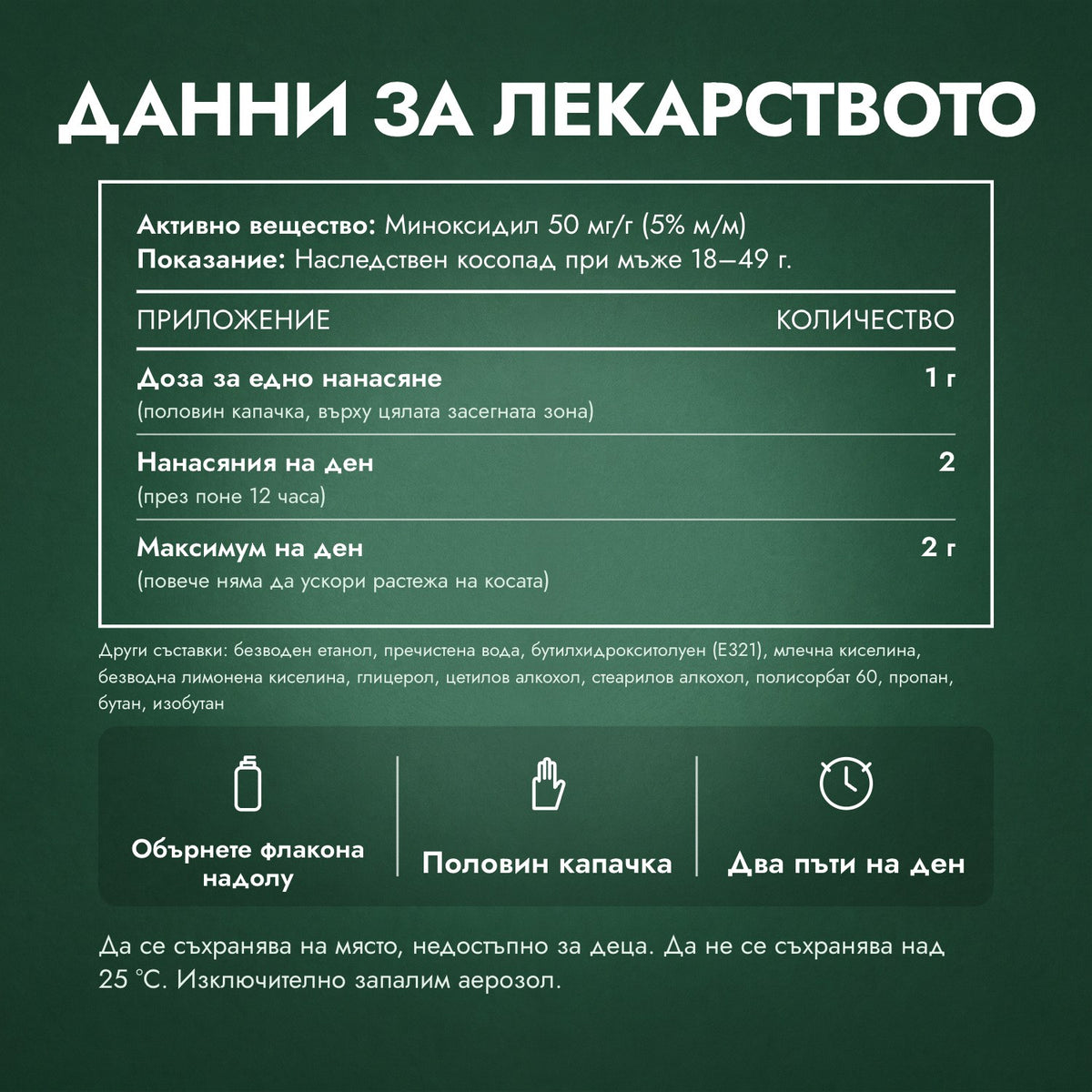 Данни за лекарството: Regaine за мъже Extra Strength 5%, пяна за скалп