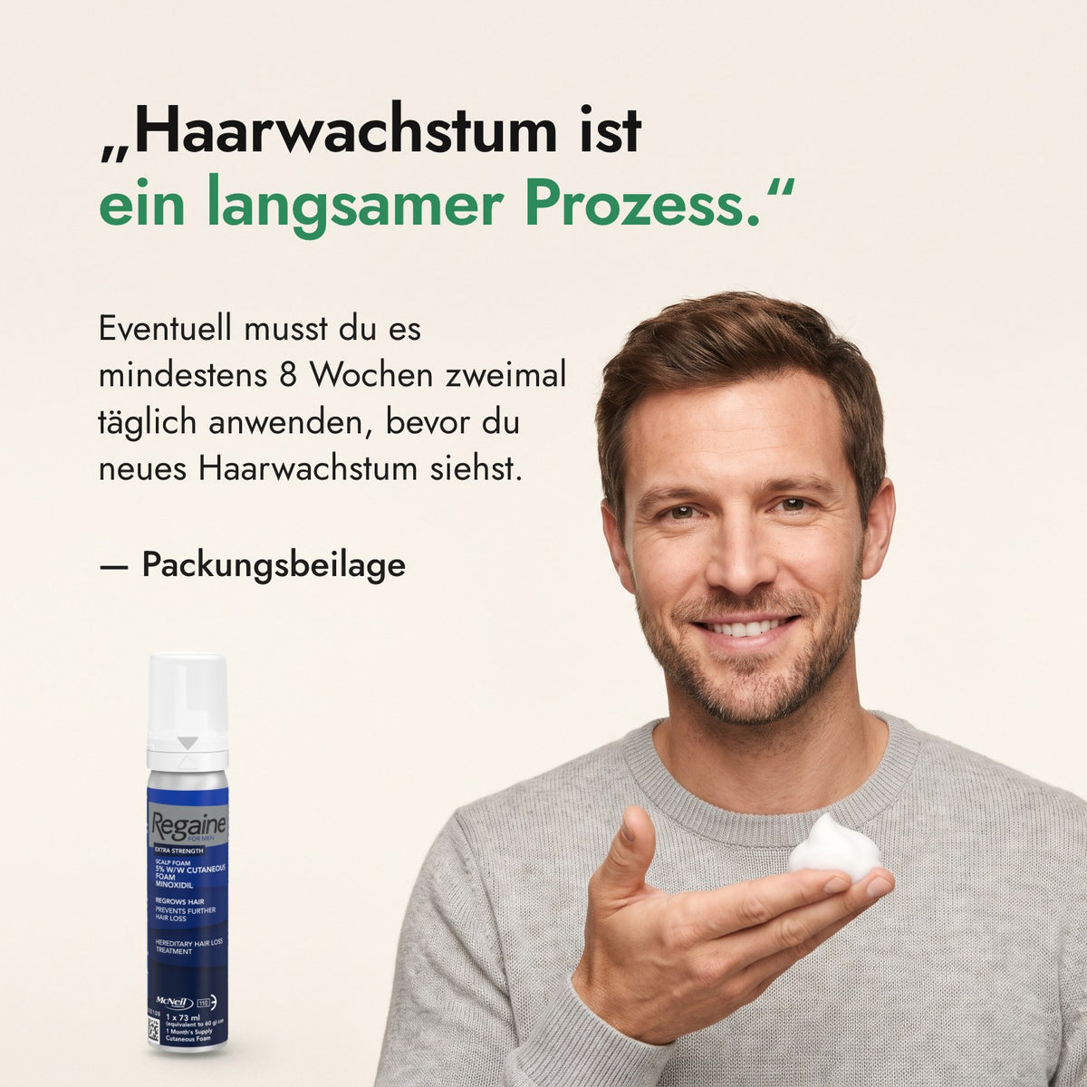 Haarwachstum ist ein langsamer Prozess. — Packungsbeilage