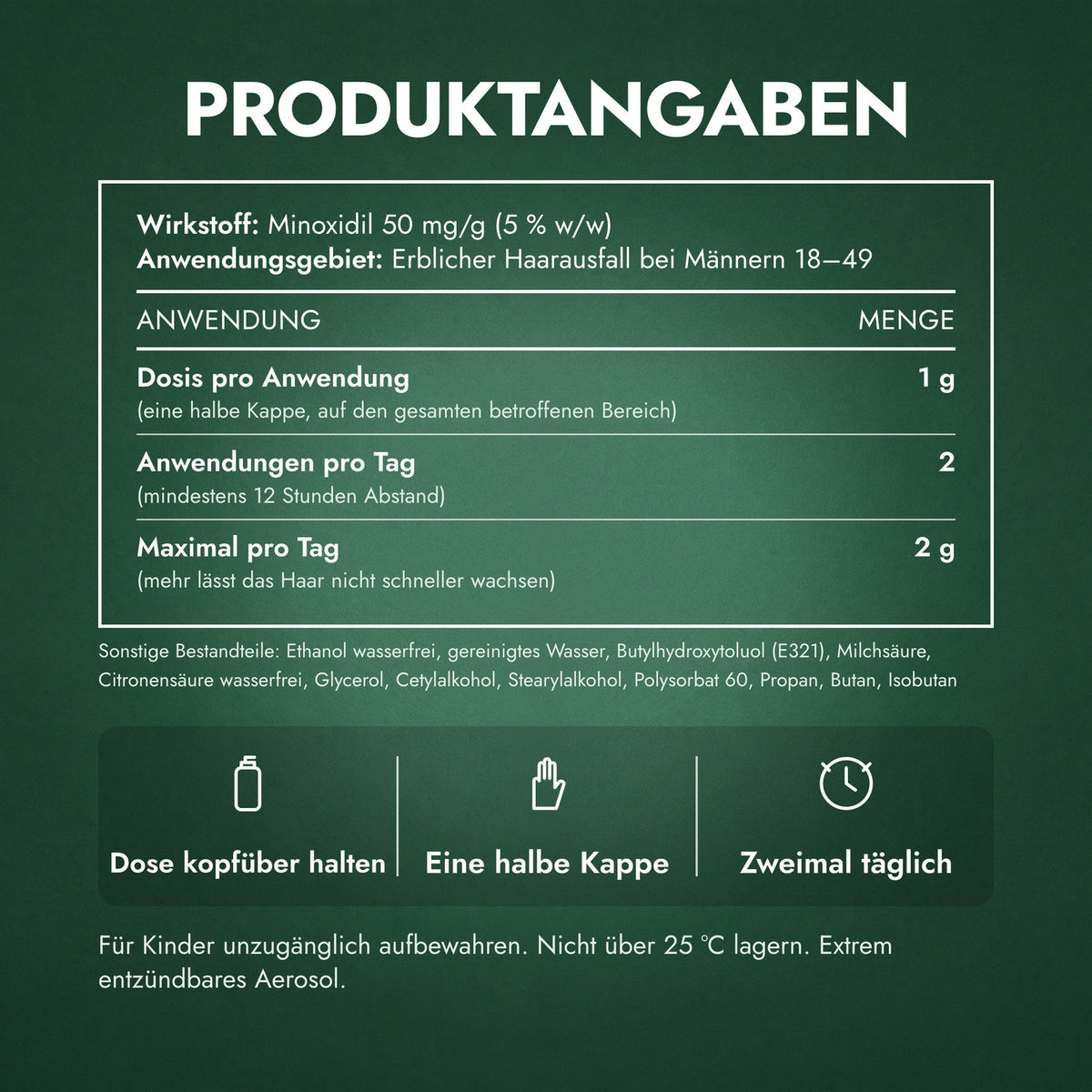 Produktangaben: Regaine Männer Extra Stark 5 % Schaum