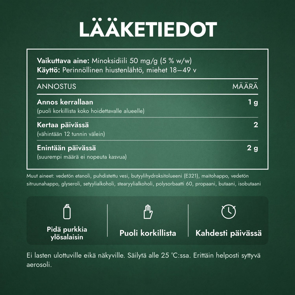 Lääketiedot: Regaine miehille Extra Strength 5 % vaahto hiuspohjalle