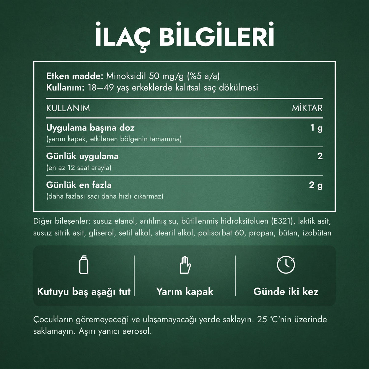 İlaç bilgileri: Regaine for Men Extra Strength %5 köpük