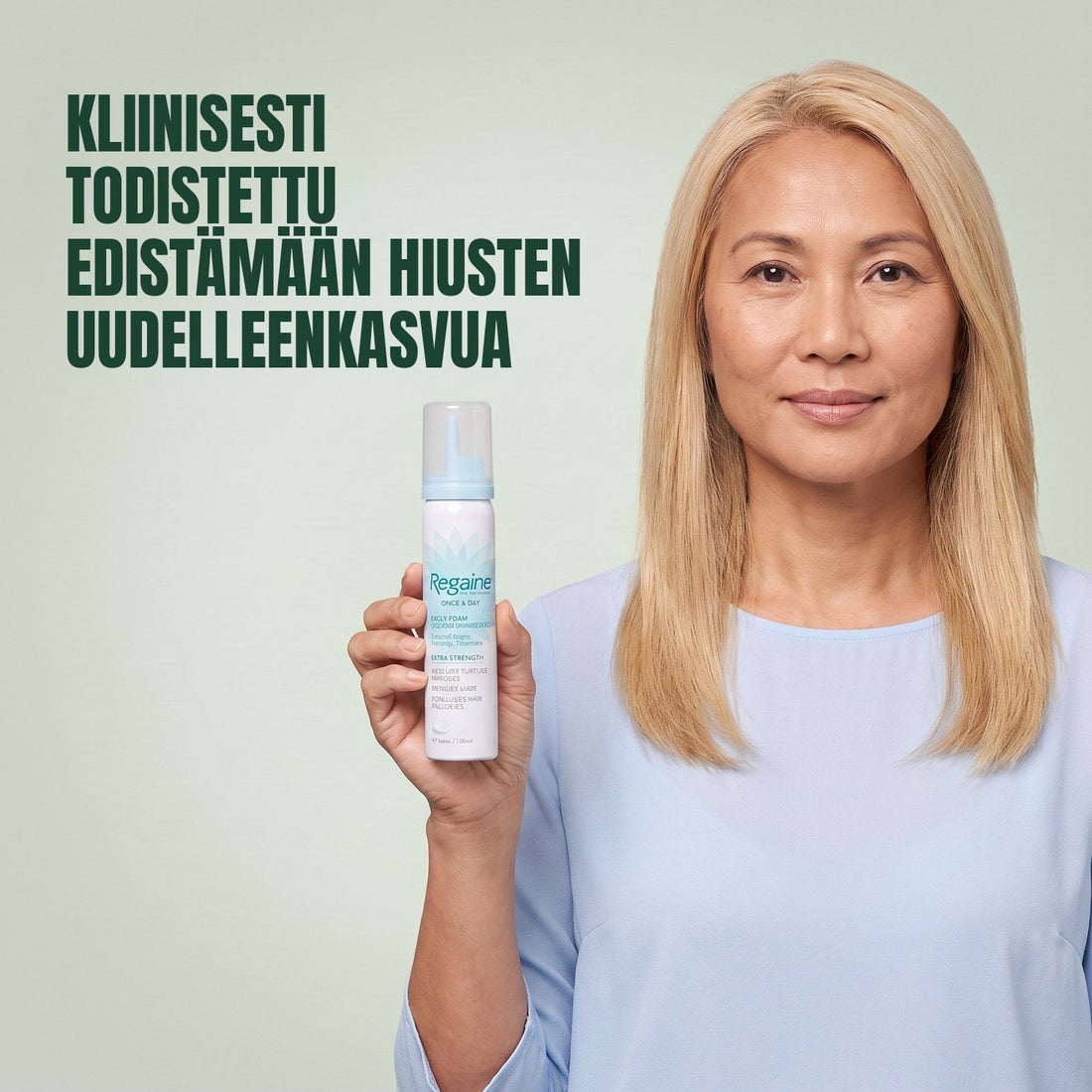 Regaine Minoxidil Vaahto 5% naisille – 12 kuukauden pakkaus, 6 x 73 ml vaahtopurkkia
