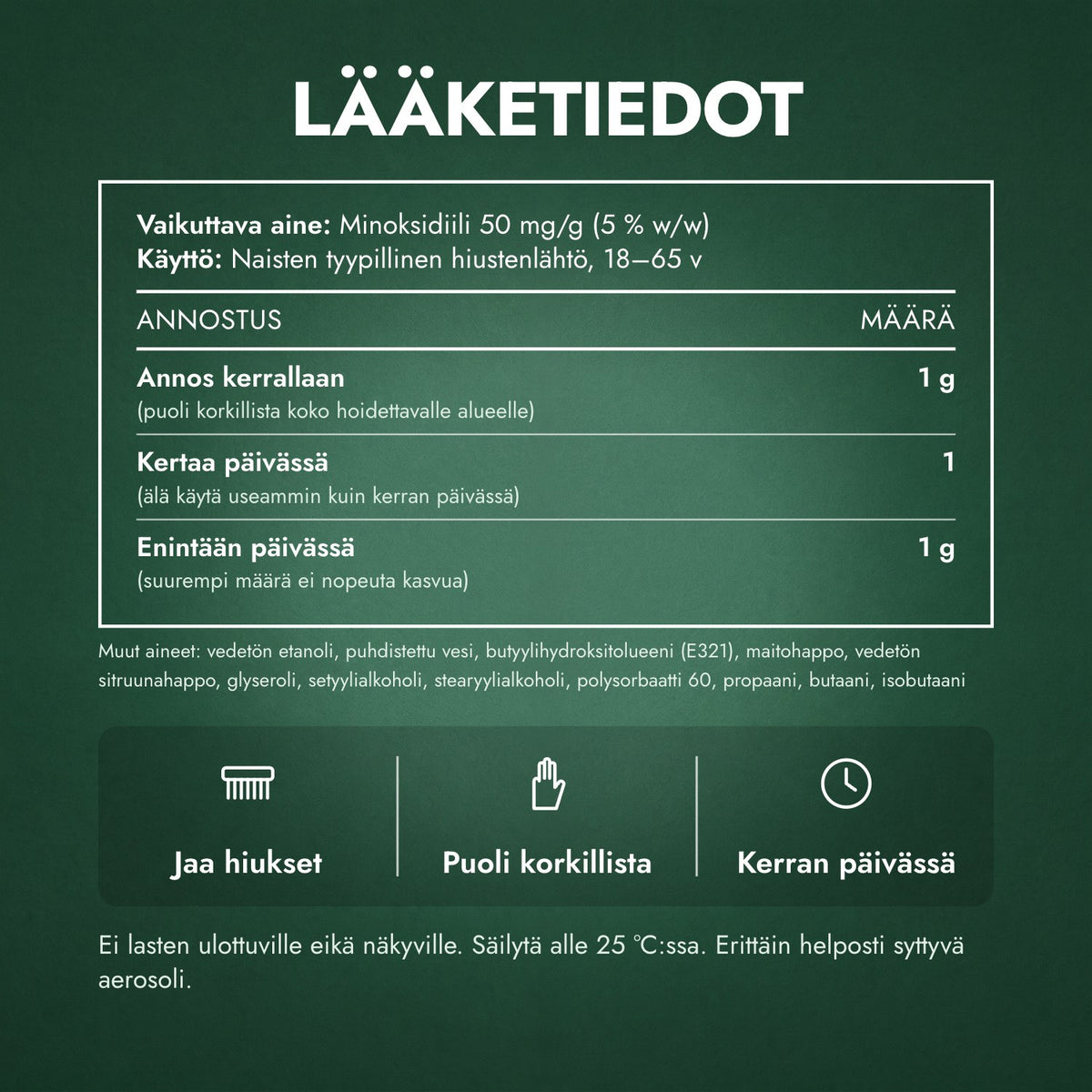 Lääketiedot: Regaine naisille Once a Day 5 % vaahto hiuspohjalle