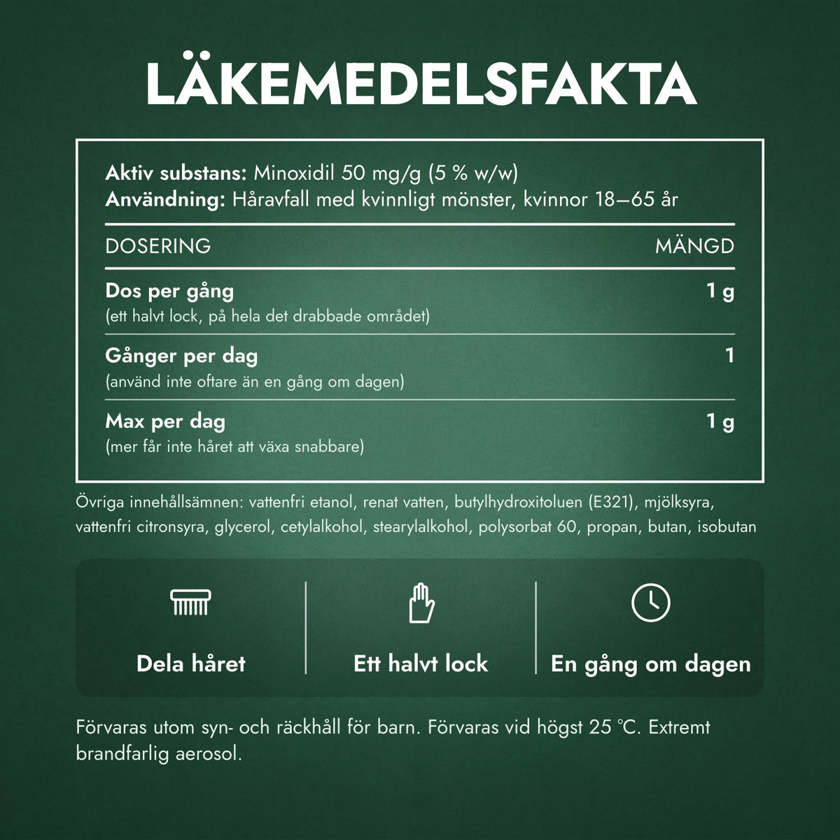 Läkemedelsfakta: Regaine för kvinnor En gång dagligen 5 % kutant skum