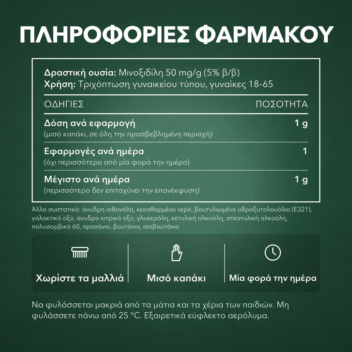 Πληροφορίες φαρμάκου: Regaine Once a Day 5% αφρός για γυναίκες