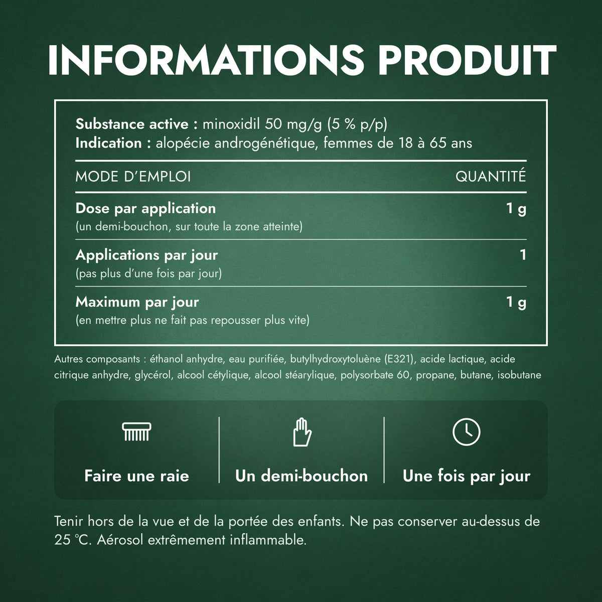 Informations produit: Regaine Femme Une fois par jour 5 % mousse
