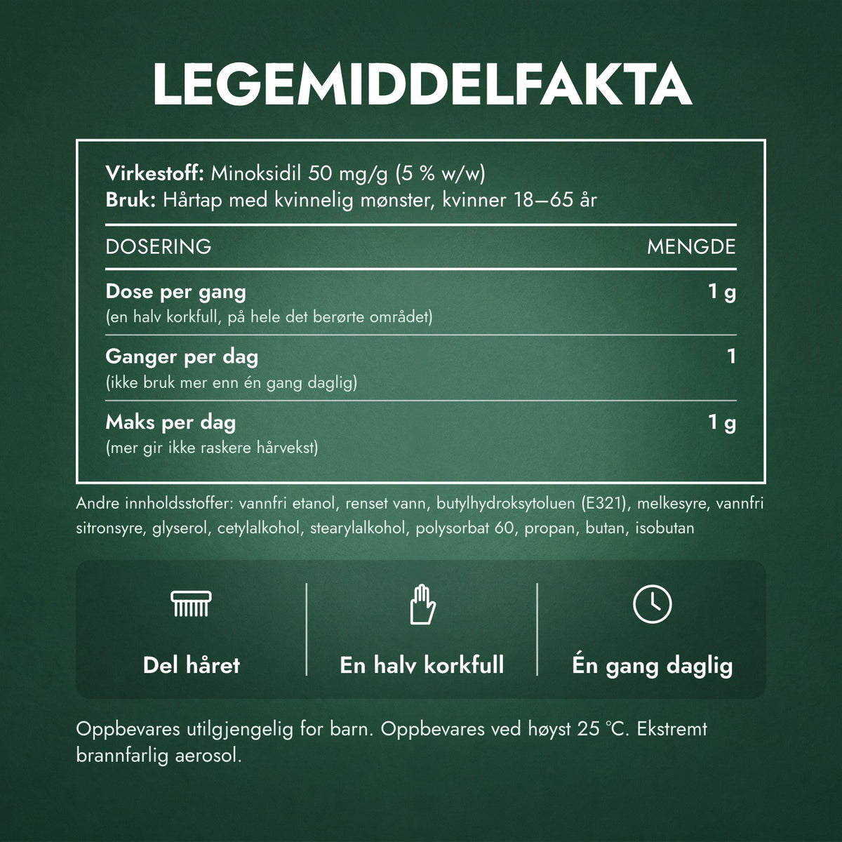 Legemiddelfakta: Regaine for kvinner Once a Day 5 % skum til hodebunnen