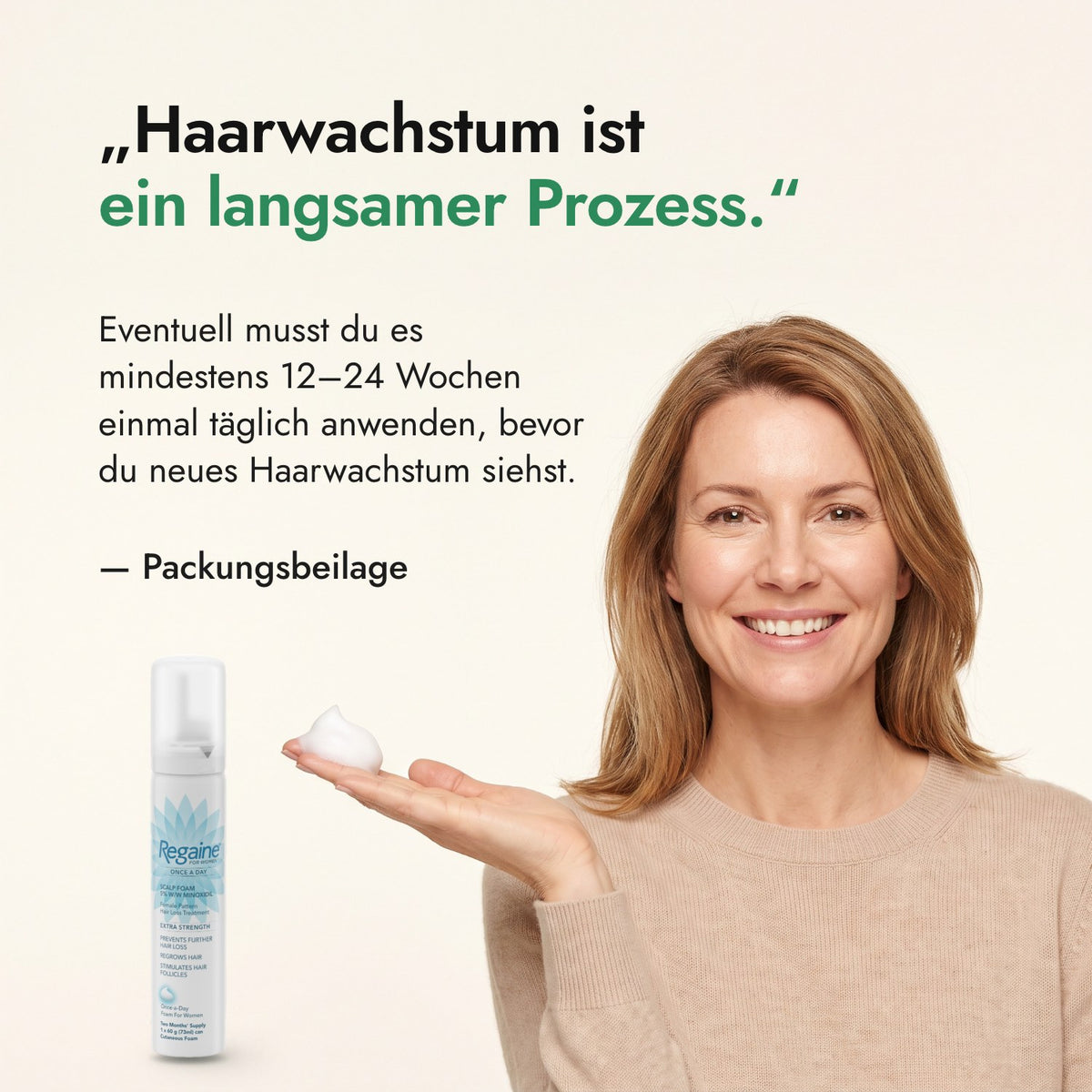 Haarwachstum ist ein langsamer Prozess. — Packungsbeilage