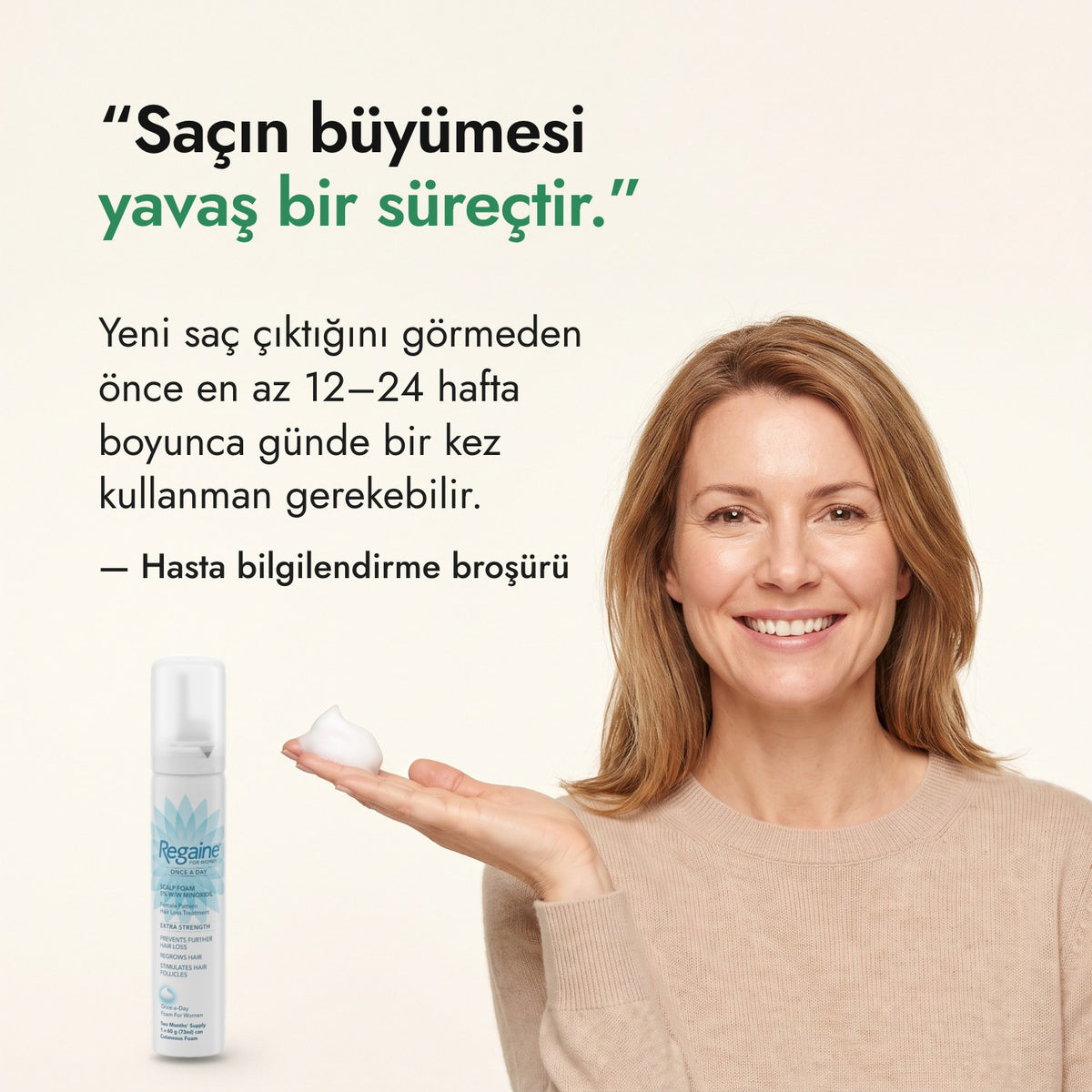 Saçın büyümesi yavaş bir süreçtir. — Hasta bilgilendirme broşürü