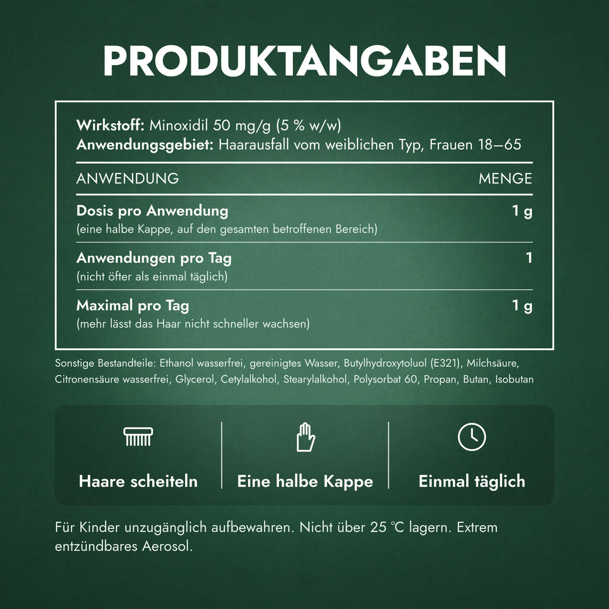 Produktangaben: Regaine Frauen Einmal täglich 5 % Schaum