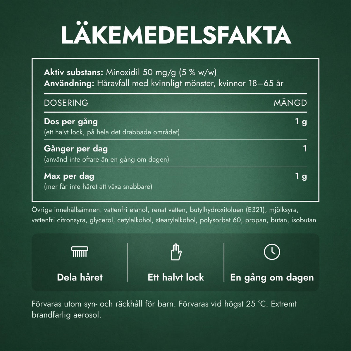 Läkemedelsfakta: Regaine för kvinnor En gång dagligen 5 % kutant skum