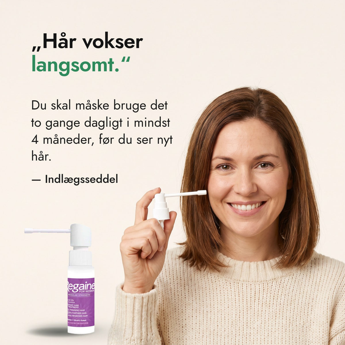 Hår vokser langsomt. — Indlægsseddel