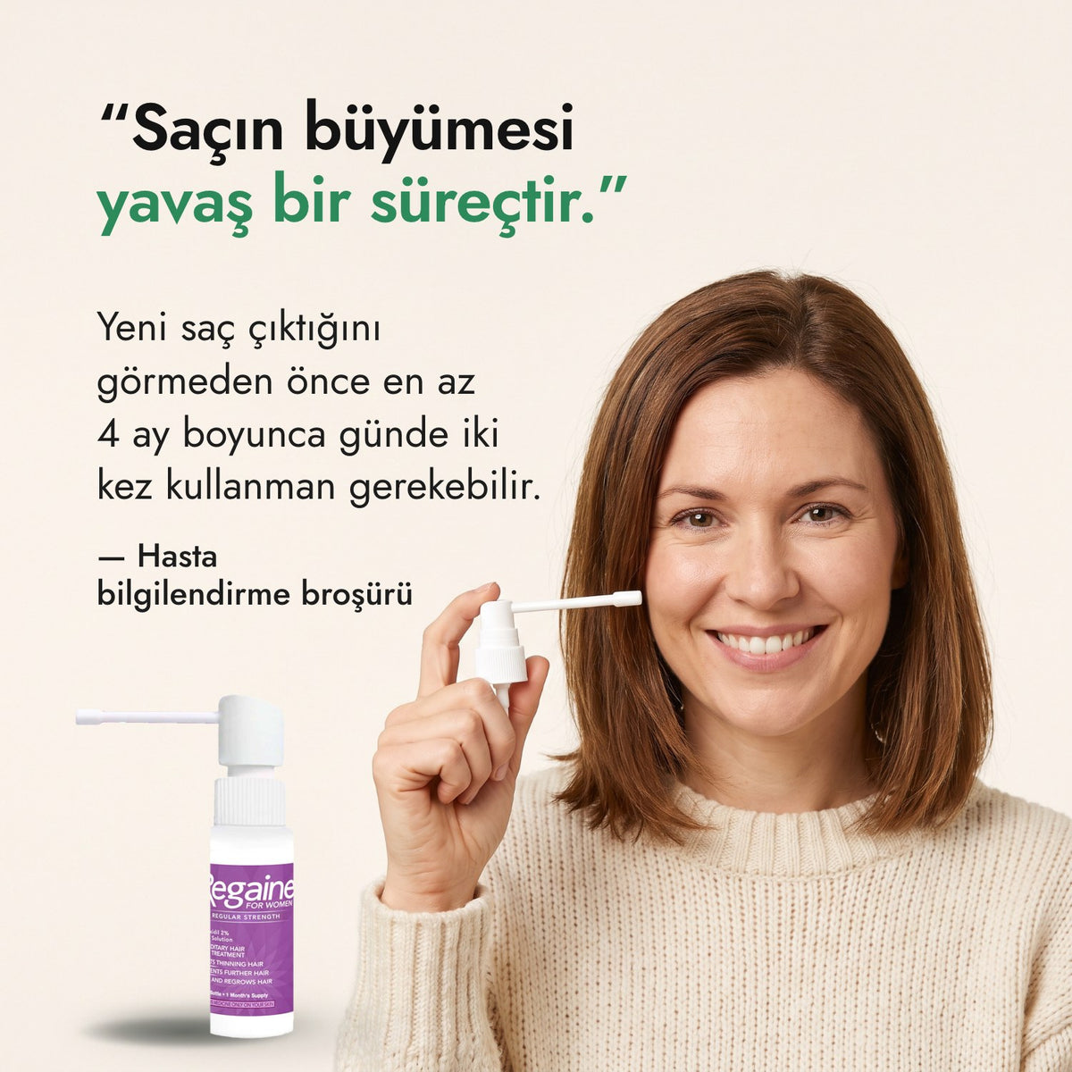 Saçın büyümesi yavaş bir süreçtir. — Hasta bilgilendirme broşürü