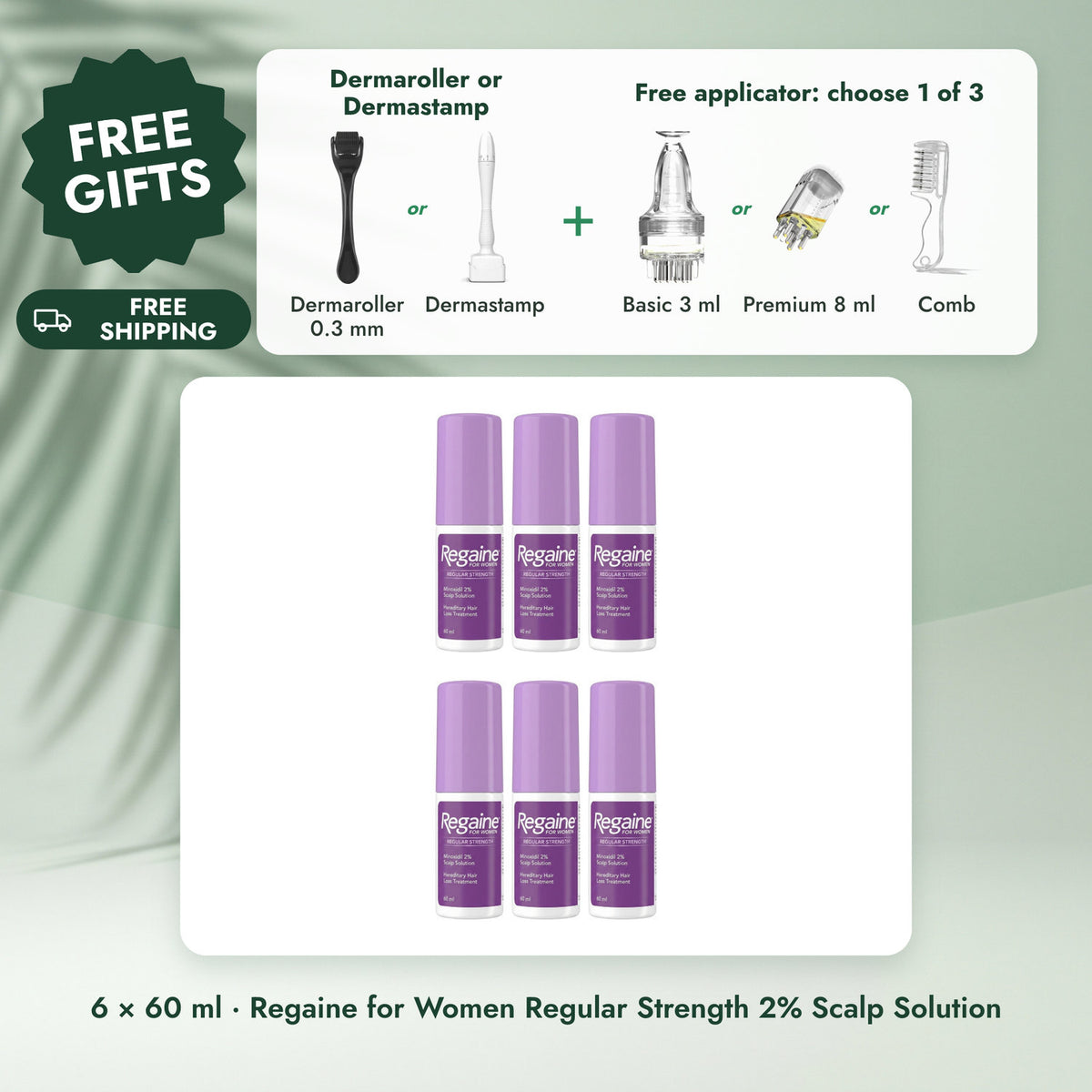 Regaine for Women Regular Strength 2% Scalp Solution: Regaine Minoxidil Lotion 2% for Women - 6 Month Supply
