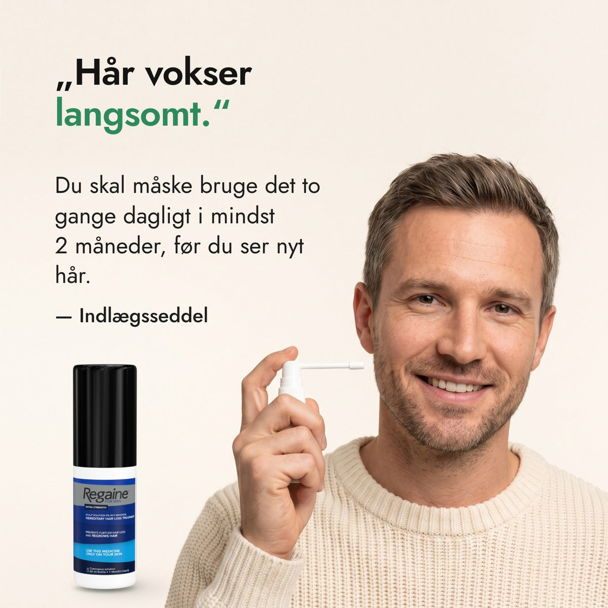 Hår vokser langsomt. — Indlægsseddel