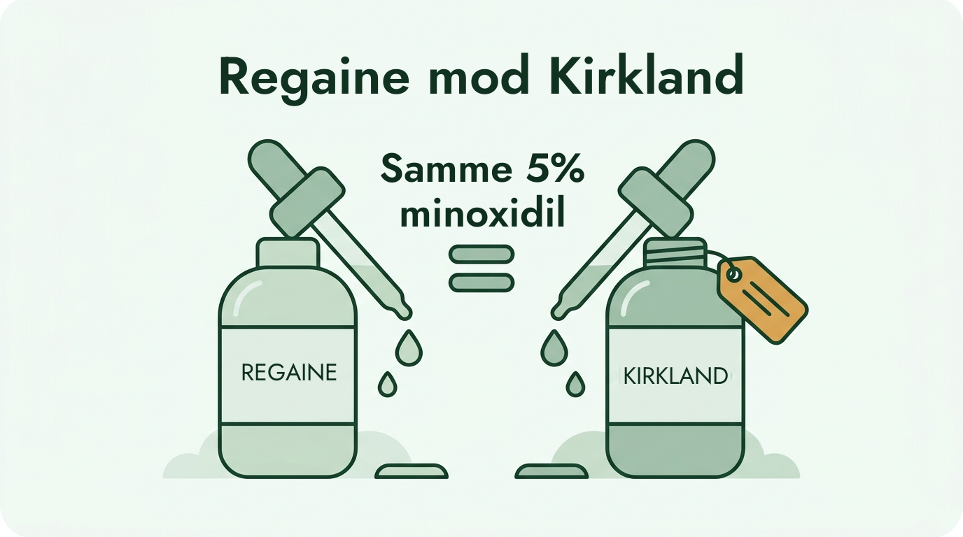 Regaine versus Kirkland: samme 5% minoxidil
