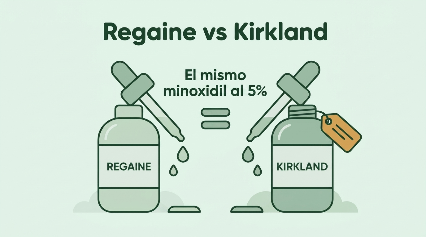 Regaine frente a Kirkland: el mismo minoxidil al 5%