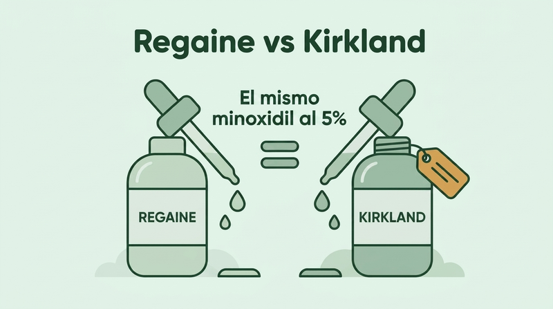 Regaine frente a Kirkland: el mismo minoxidil al 5%