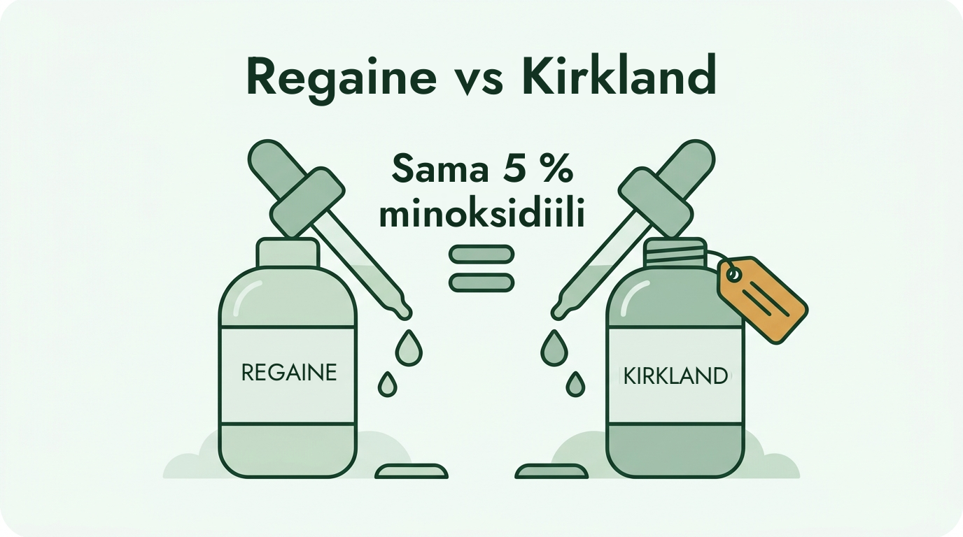 Regaine vs. Kirkland: sama 5 % minoksidiili