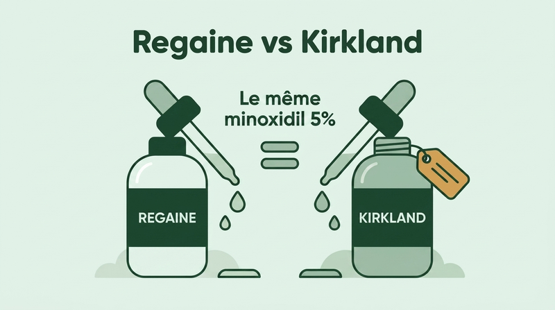 Regaine versus Kirkland : le même minoxidil à 5%