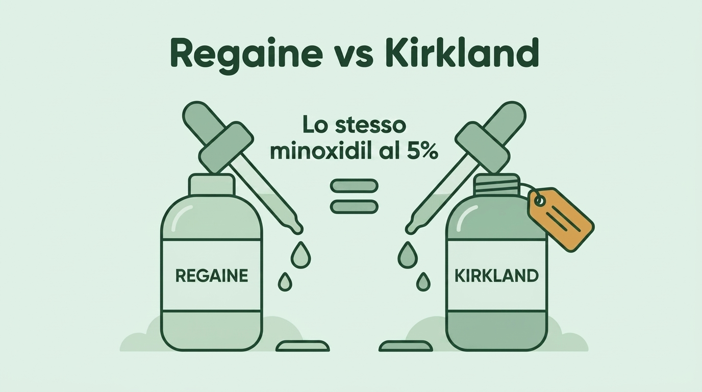 Regaine contro Kirkland: lo stesso minoxidil al 5%