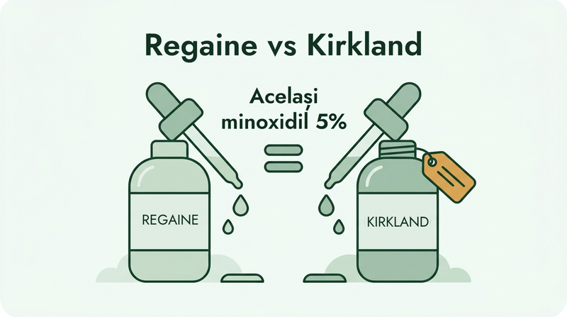 Regaine versus Kirkland: același minoxidil 5%