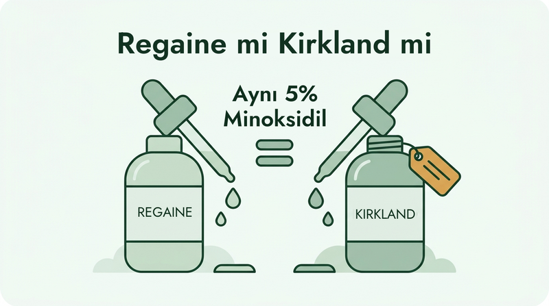 Regaine ve Kirkland karşılaştırması: aynı %5 minoksidil