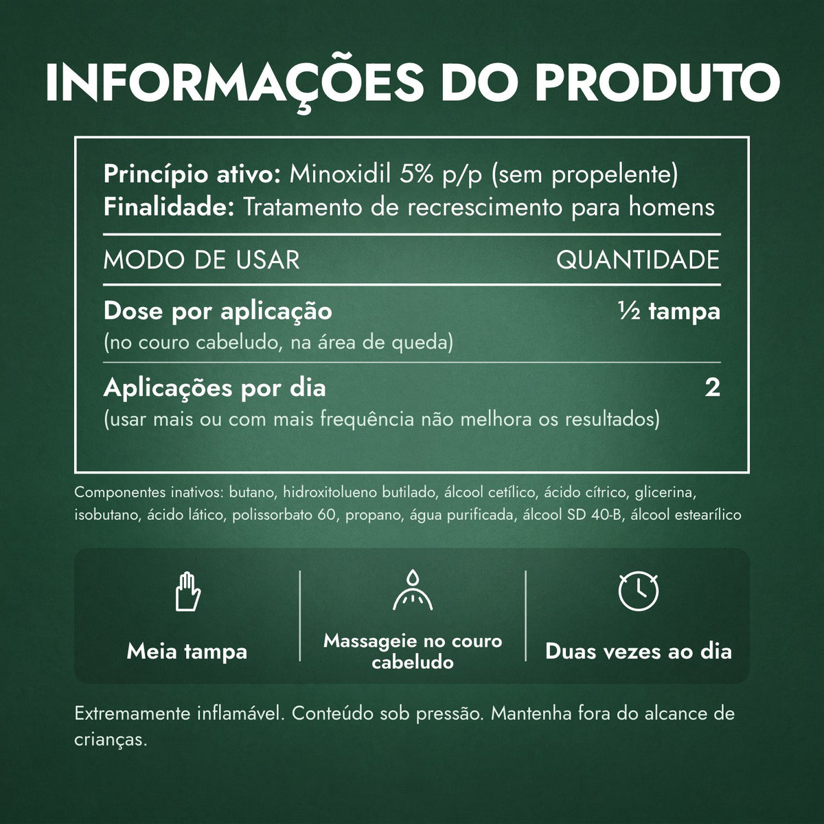 Informações do produto: Men's Rogaine Minoxidil 5% Espuma