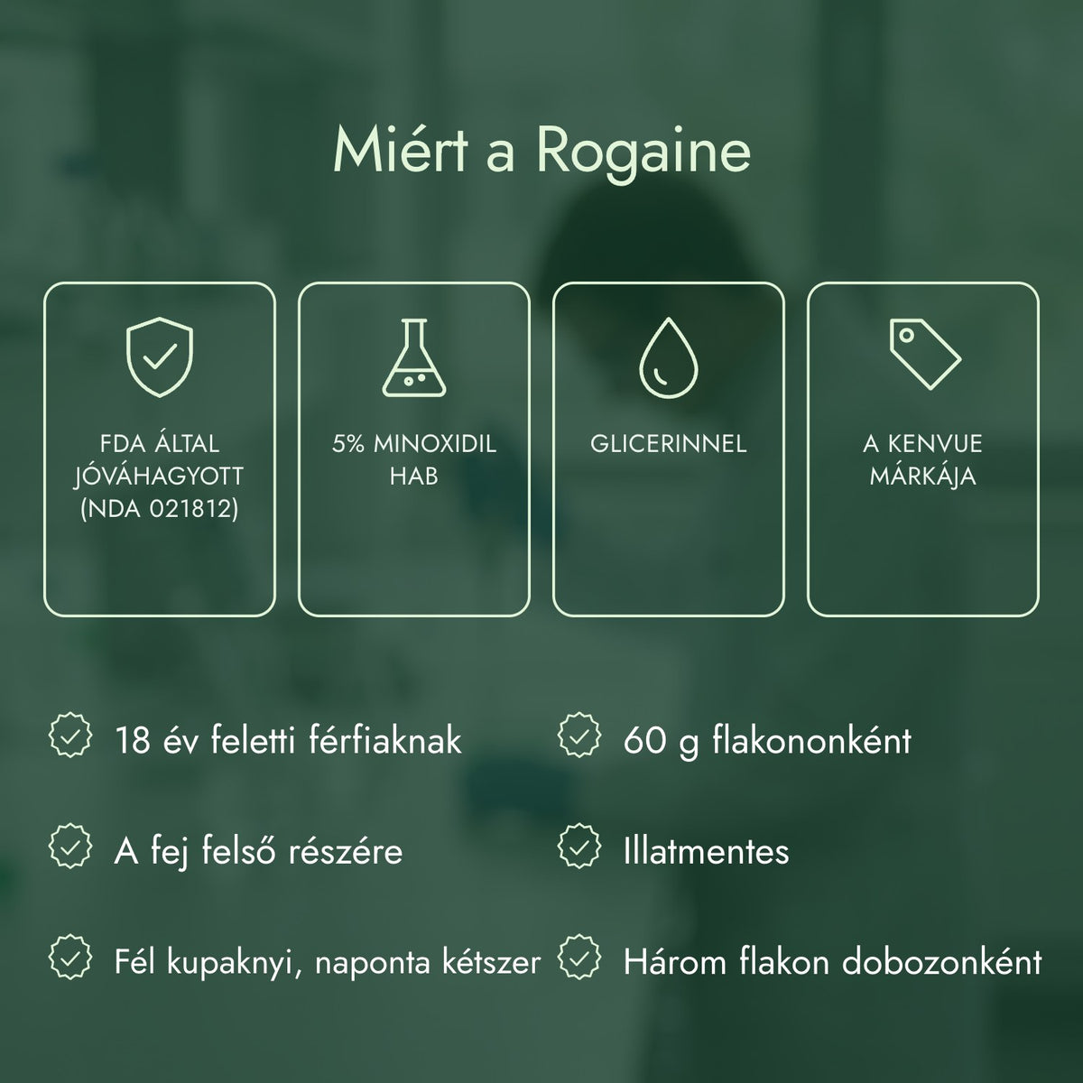 Miért a Rogaine: FDA által jóváhagyott (NDA 021812), 5% minoxidil hab, Glicerinnel, A Kenvue márkája