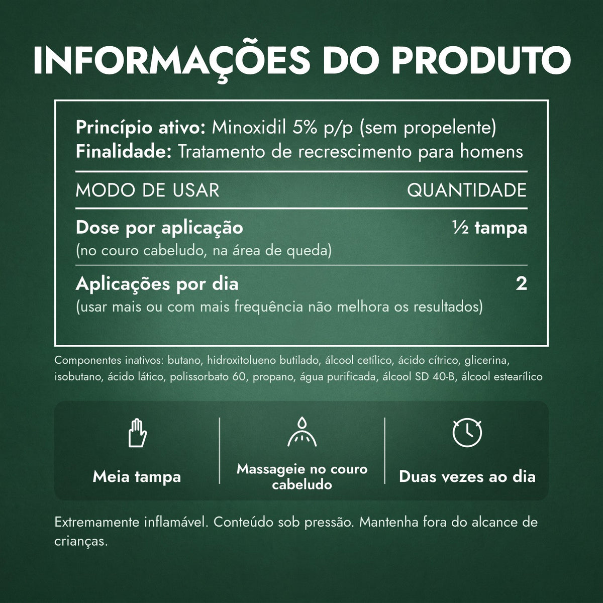 Informações do produto: Men's Rogaine Minoxidil 5% Espuma