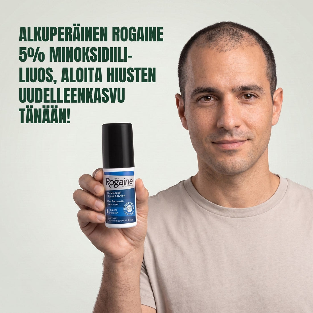 Rogaine Minoxidil-liuos 5% miehille - 12 kuukauden pakkaus, 12 x 60 ml pulloa