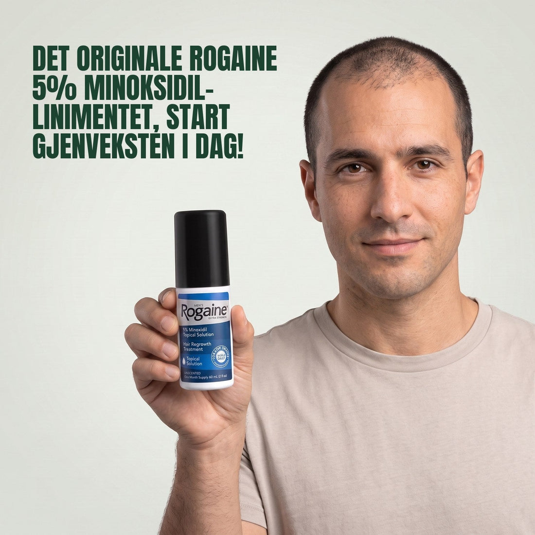 Rogaine Minoxidil liniment 5 % for menn – 12 måneders forbruk, 12 x 60 ml flasker