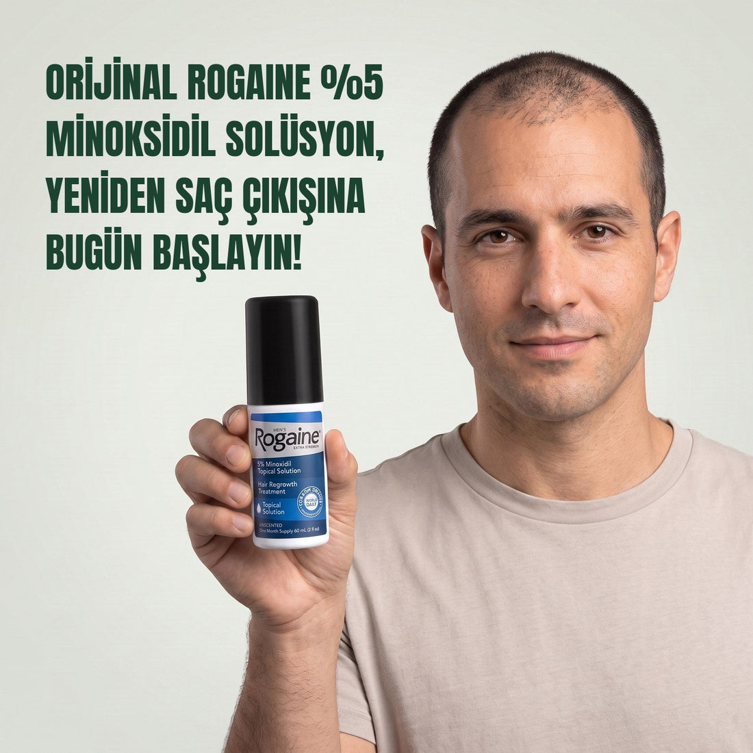 Rogaine Minoksidil Solüsyon %5 Erkekler için - 12 aylık kullanım, 12 x 60 ml şişe