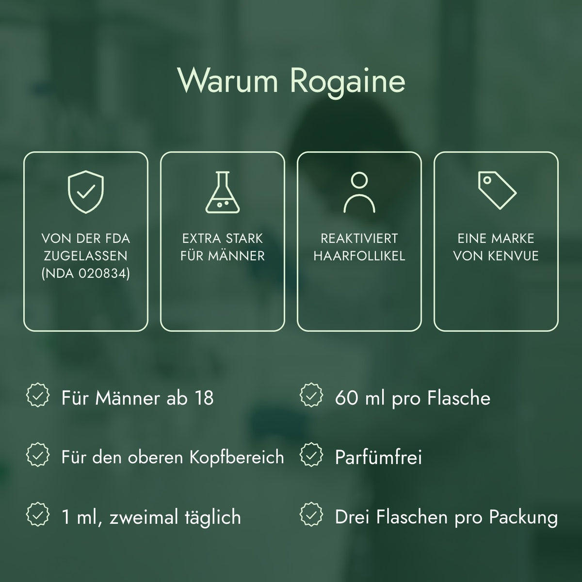Warum Rogaine: Von der FDA zugelassen (NDA 020834), Extra stark für Männer, Reaktiviert Haarfollikel, Eine Marke von Kenvue