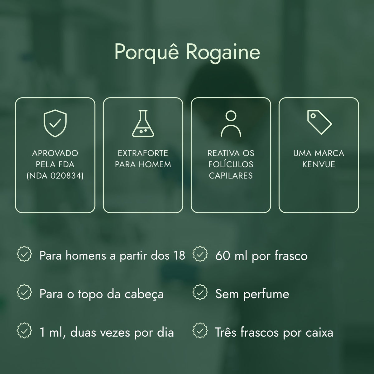 Porquê Rogaine: Aprovado pela FDA (NDA 020834), Extraforte para homem, Reativa os folículos capilares, Uma marca Kenvue