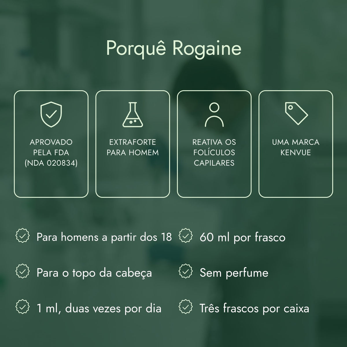 Porquê Rogaine: Aprovado pela FDA (NDA 020834), Extraforte para homem, Reativa os folículos capilares, Uma marca Kenvue