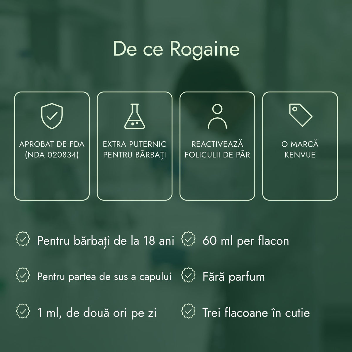 De ce Rogaine: Aprobat de FDA (NDA 020834), Extra puternic pentru bărbați, Reactivează foliculii de păr, O marcă Kenvue