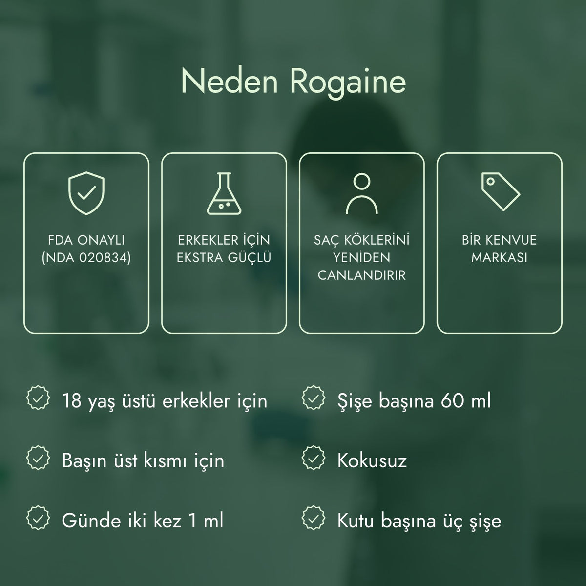Neden Rogaine: FDA onaylı (NDA 020834), Erkekler için ekstra güçlü, Saç köklerini yeniden canlandırır, Bir Kenvue markası