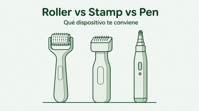 Derma roller frente a derma stamp frente a derma pen