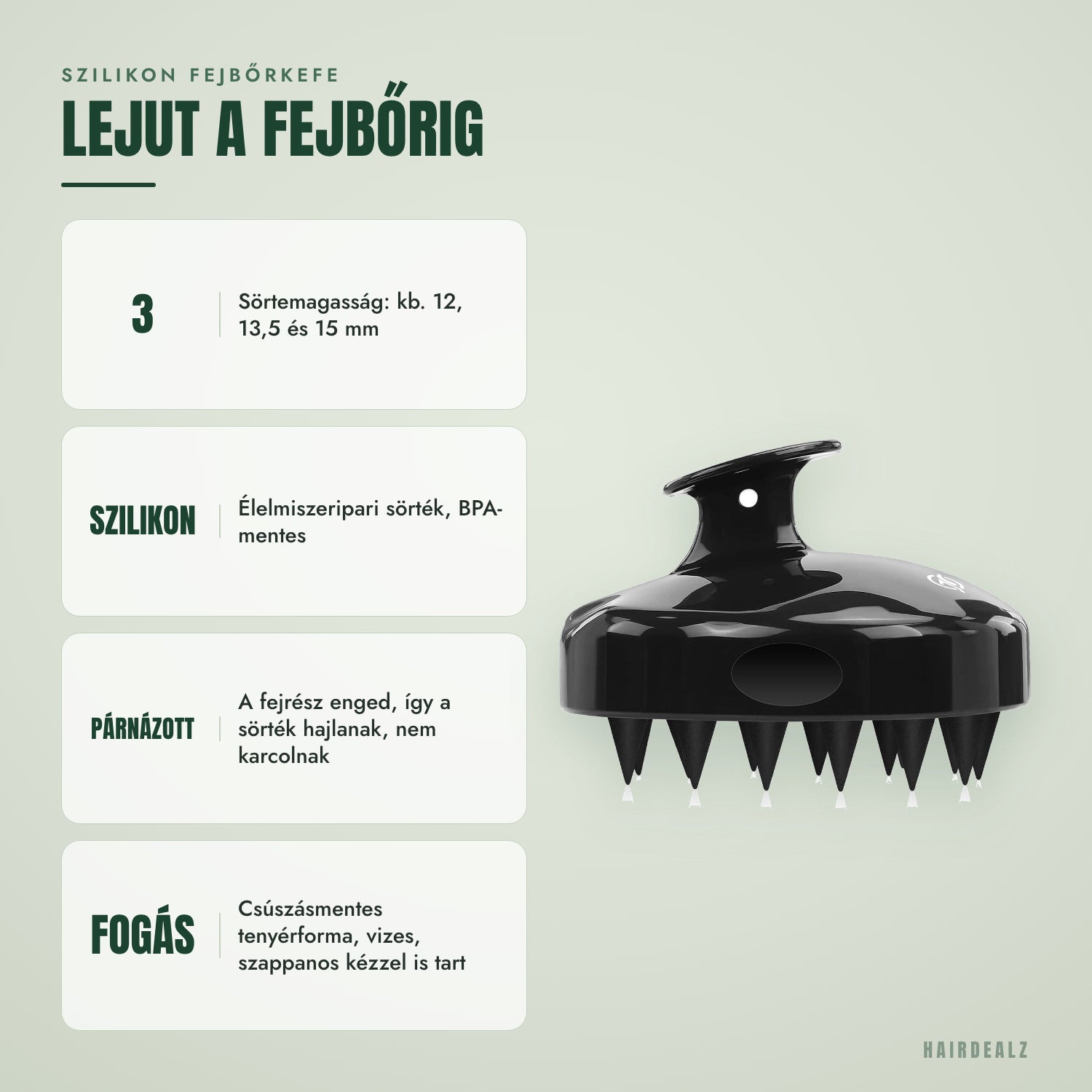 Szilikon fejbőrkefe — eléri a fejbőrt
